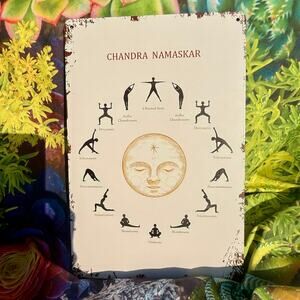 Chandra Namaskar Yoga Sign 12x8 | Moon Salutation Asana Wall Decor | NWOT